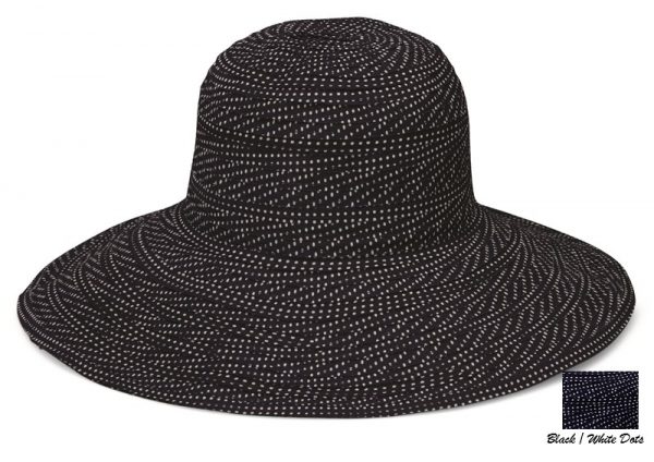 wallaroo-uv-protective-petite-scrunchie-hat-black-white-dots