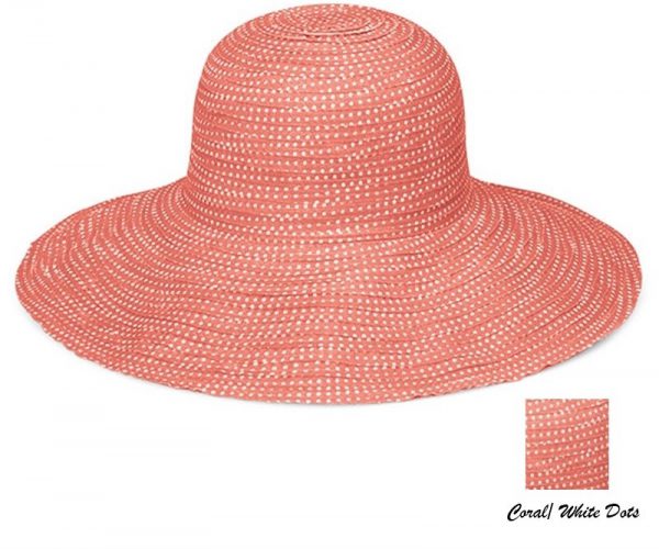 wallaroo-uv-protective-scrunchie-hat-coral-white-dots